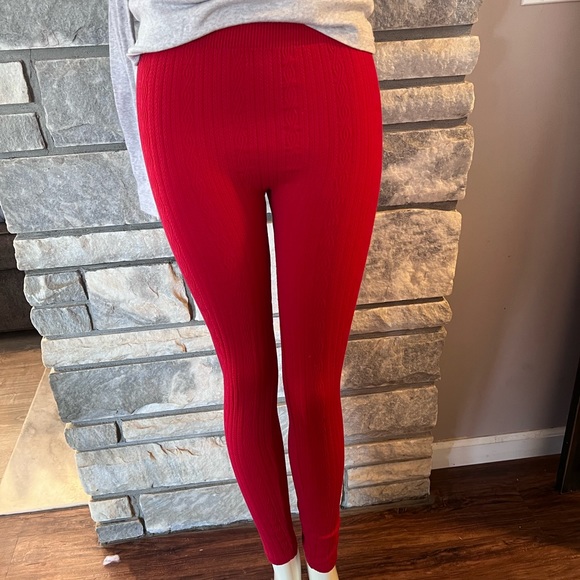 Woman’s Red leggings stretch size M - Picture 4 of 5